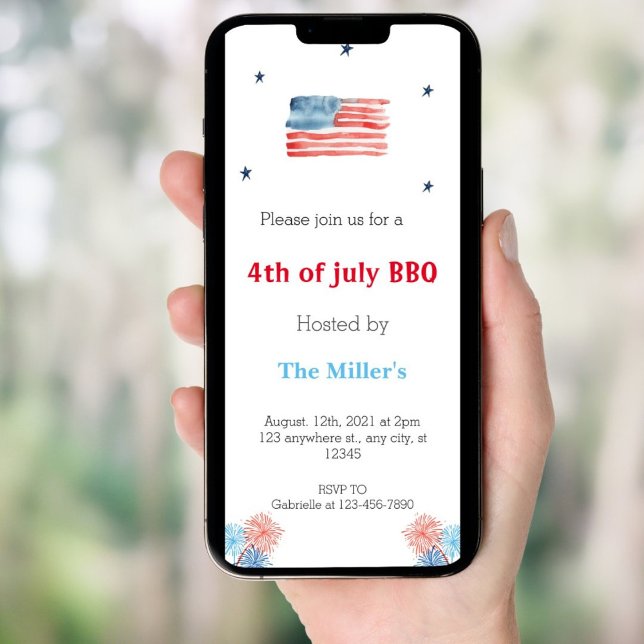 4 juillet BBQ party Invitations téléphoniques (Créateur téléchargé)