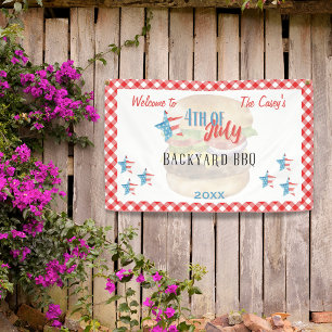 4 juillet BBQ Watercolor Star Welcome Bannière