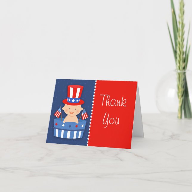 4 juillet Carte de remerciements bébé (Devant)