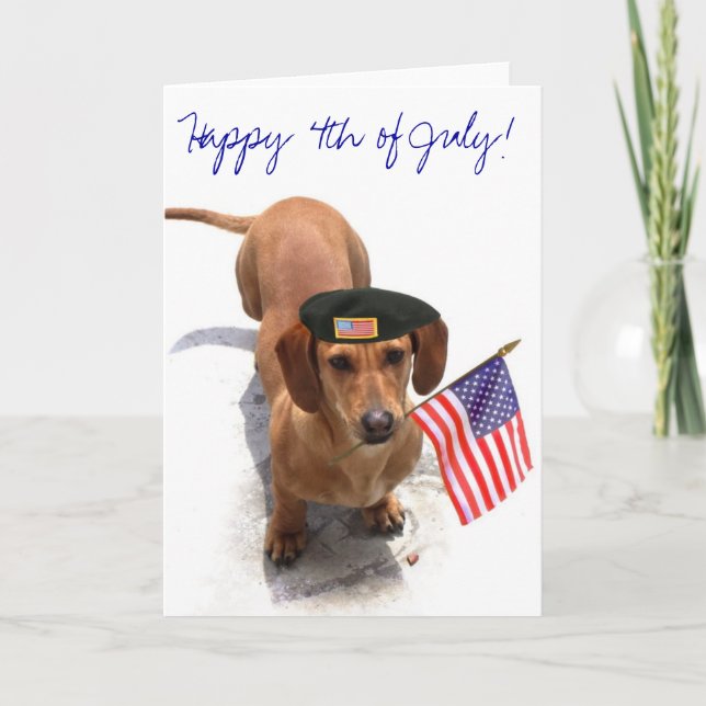 4 juillet carte de voeux heureuse de teckel (Devant)