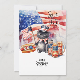 4 juillet Carte d'invitation de chat enregistrer l