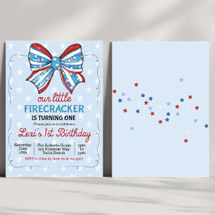 4 juillet ÉDITABLE 1er anniversaire Invitation Pat
