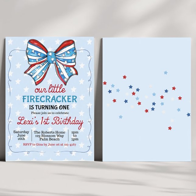 4 juillet ÉDITABLE 1er anniversaire Invitation Pat (Créateur téléchargé)