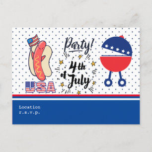 4 juillet Fête Barbecue invitation