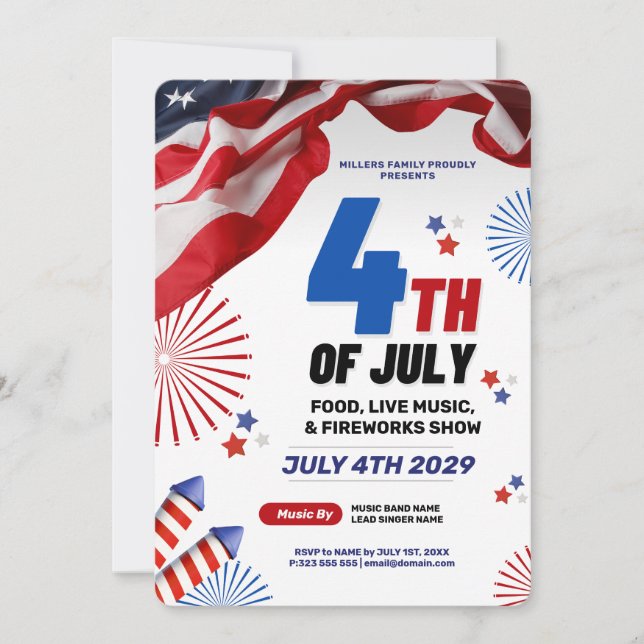 4 juillet Fête de l'événement Invitation patriotiq (Devant)