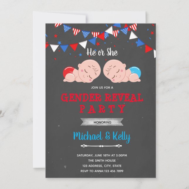 4 juillet genre dévoiler la fête Invitation (Devant)