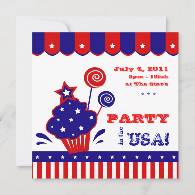 4 juillet Indépendance Invitation barbecue Red Whi (Devant)
