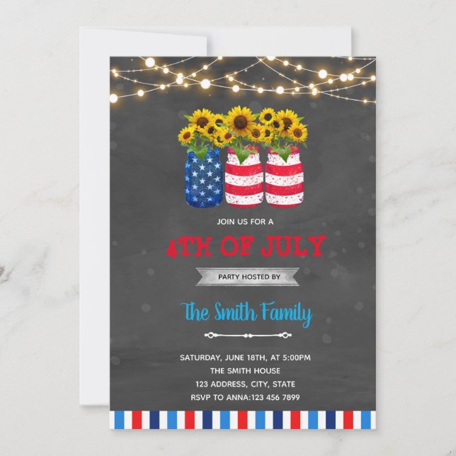 4 juillet invitation au tournesol bbq (Devant)