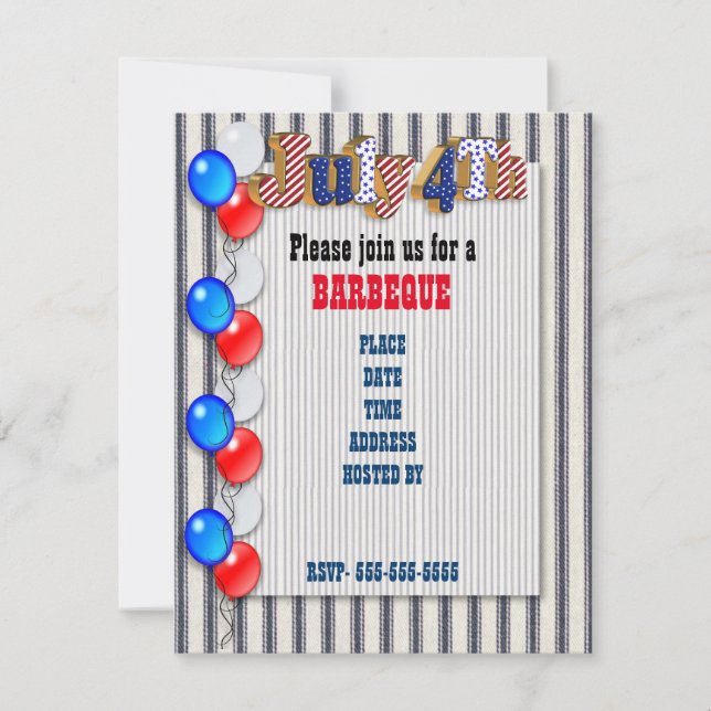 4 juillet invitation Barbecue (Devant)