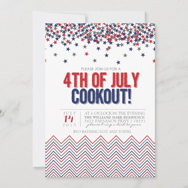 4 juillet invitation patriotique moderne de (Devant)