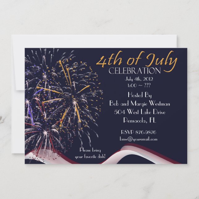 4 juillet Invitations du groupe Fireworks (Devant)