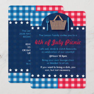 4 juillet Invitations En vichy pique-nique