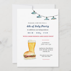 4 juillet Jardin BBQ Faire-part