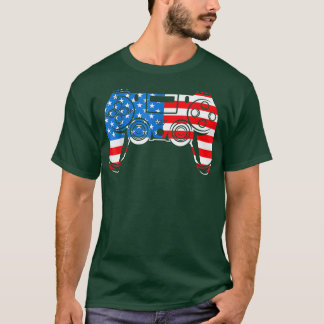 4 juillet Jeu Vidéo Gamer Usa Drapeau T-Shirt