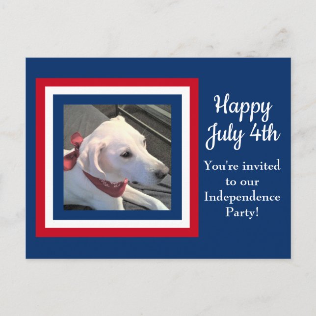 4 Juillet mignon Rouge Blanc Bleu Chien Invitation (Devant)