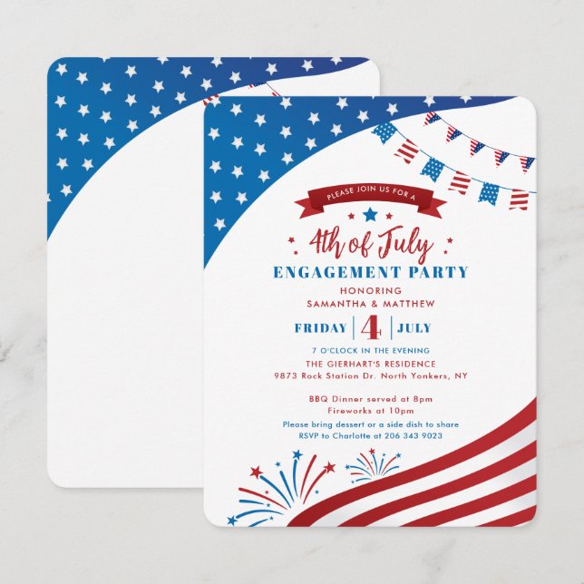 4 juillet Mission Red White Invitation (Devant / Derrière)