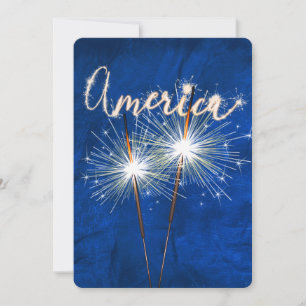 4 juillet Party Sparkler sur Blue Invitation