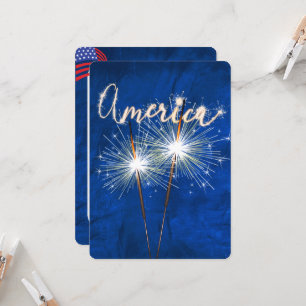 4 juillet Party Sparkler sur Blue Invitation