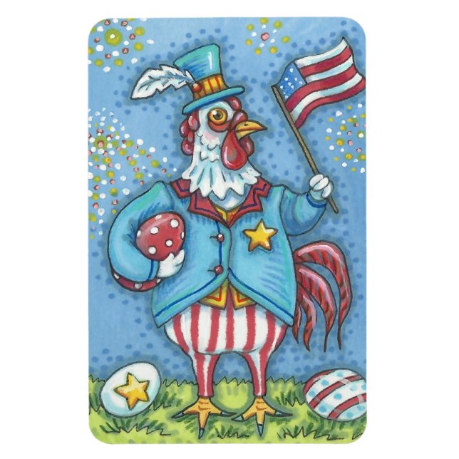 4 juillet ROOSTER PATRIOTIQUE, MAGNET POULET Lg. (Vertical)