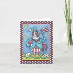 4 juillet ROOSTER, VERRE DE CARTE DE SALUT POULET
