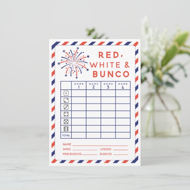 4 juillet Rouge blanc et carte Bunco (Debout devant)