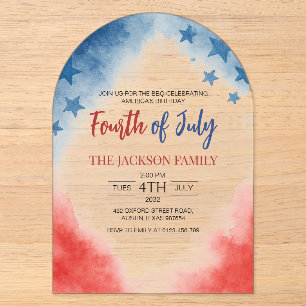 4 juillet Simple Invitation Acrylique Moderne