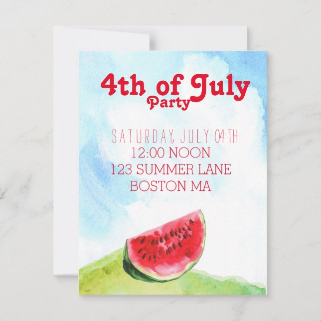4 juillet soirée barbecue Invitation (Devant)