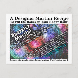 4 juillet Sparkler Martini Recette Carte postale
