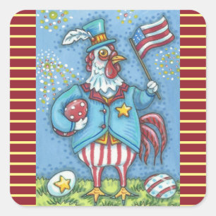 4 juillet STICKERS ROOSTIERS PATRIOTIQUES Squ * Fe