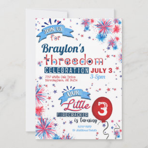 4 juillet Trois fêtes d'anniversaire Invitation d'