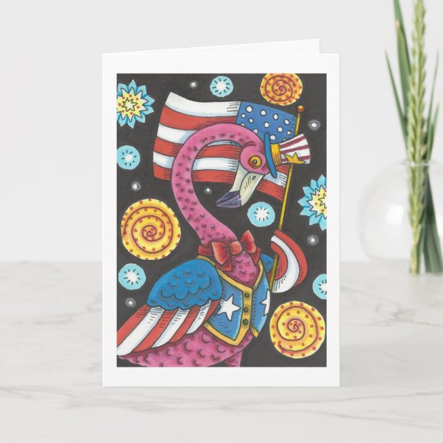 4 juillet vers ROSE de CARTE DE VOEUX de FLAMANT (Devant)