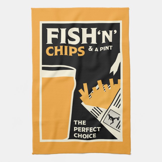 4 June — Fish and Chip Day Kitchen Towel (Vertical)