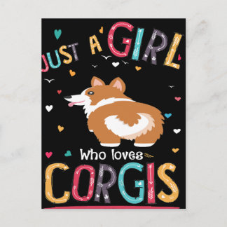 4 Just A Girl Who Loves Corgi Postcard