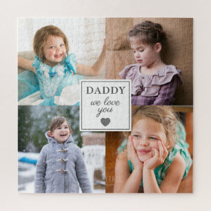 4 Kids Photo Collage Heart Father's Day Jigsaw Puzzle