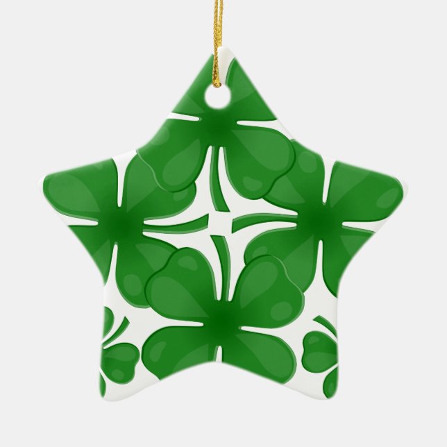 4 leaf clover ceramic ornament (Front)
