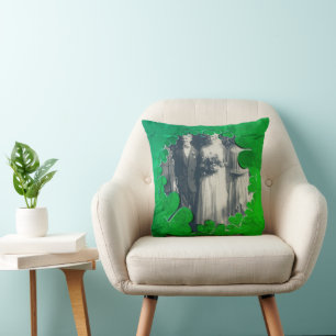 4 Leaf Clover Frame+Photo Throw Pillow