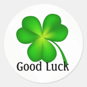 4 leaf clover, Good Luck! Classic Round Sticker