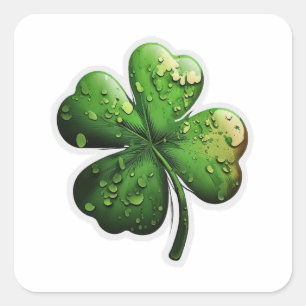 4-leaf clover lucky, realistic, green, stickers