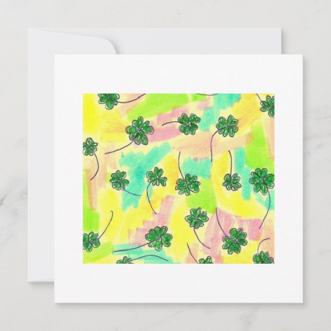 4-leaf clover on a pastel background holiday card (Front)