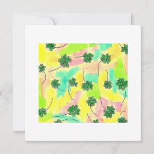 4-leaf clover on a pastel background holiday card