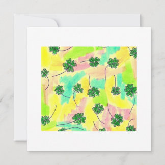 4-leaf clover on a pastel background holiday card