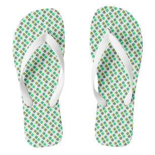 4 Leaf Clover Pattern on WHITE Flip Flops
