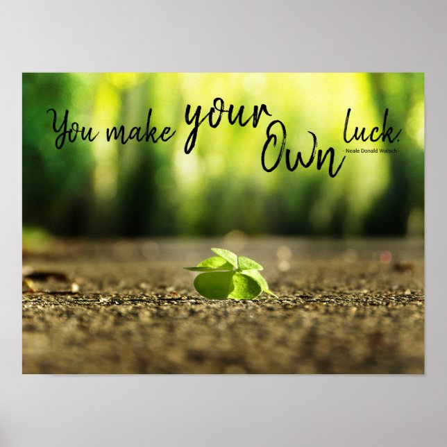 4 Leaf Clover Photo I Quote Poster (Front)