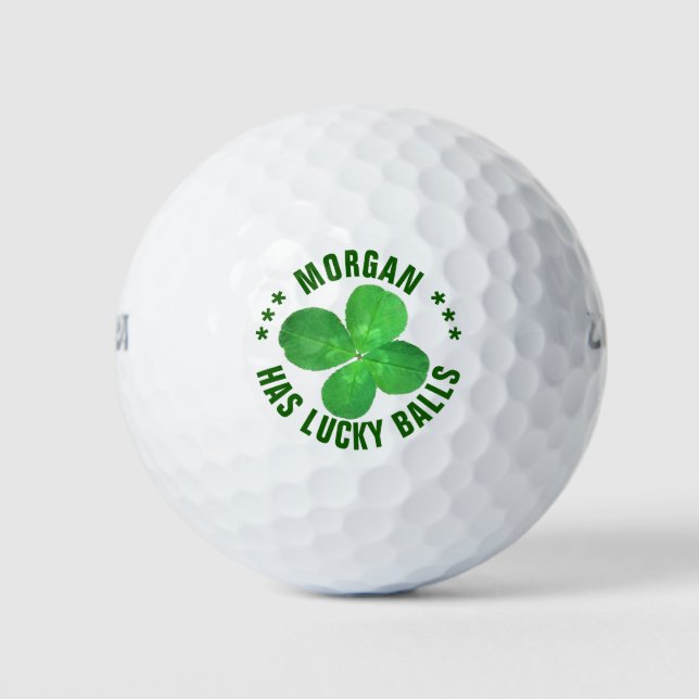 4 Leaf Clover Shamrock Funny Personalized Golf Balls (Front)