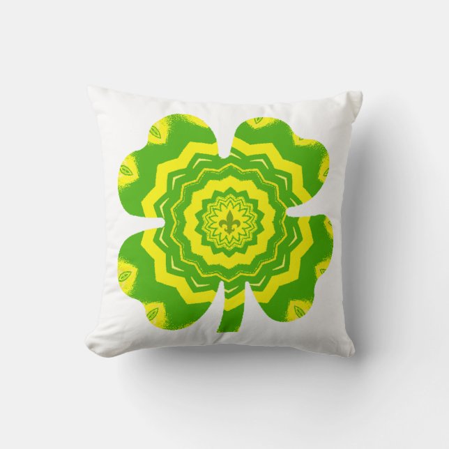4 Leaf Clover Throw Pillow (Front)