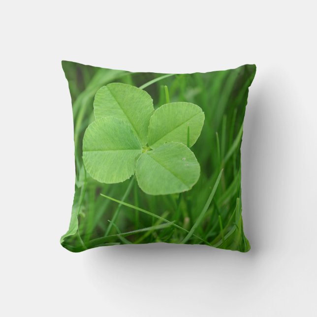4 Leaf Clover Throw Pillow (Front)