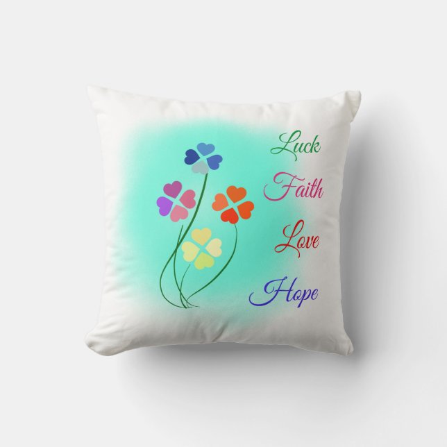 4 leaf clover throw pillow (Front)