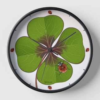 4-LEAF CLOVER With LADY BUG Wall Clock