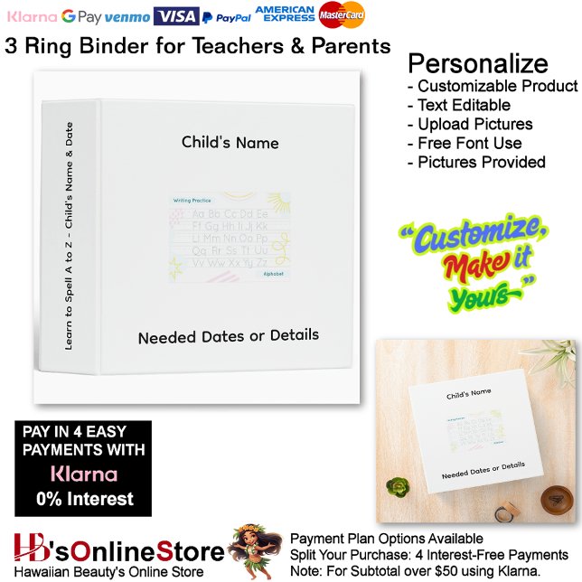 4 Learn To Spell A to Z Child's Name Date Teacher  Binder (4 Learn To Spell A to Z Child's Name Date Teacher 3 Ring Binder.)