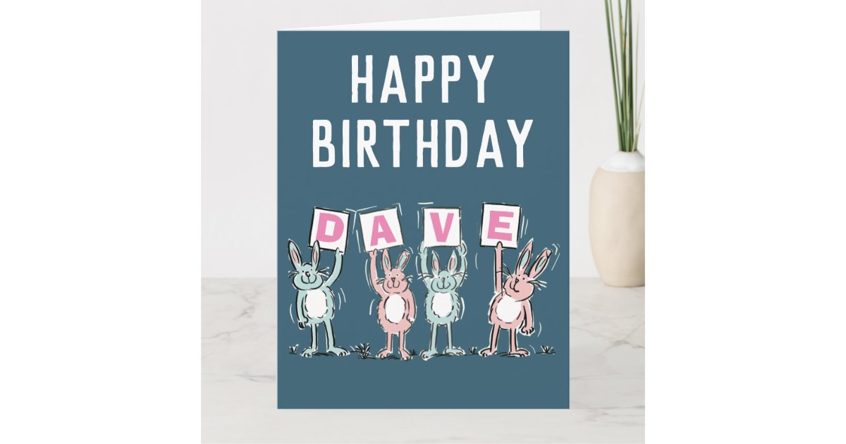 4 Letter Name Happy Birthday Rabbits Card | Zazzle